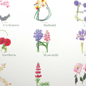 The Botanical ABC Flower Alphabet Print in Upper Case Letters