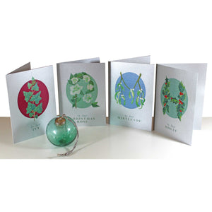 Box Set of 12 Assorted Silver Christmas Cards.
