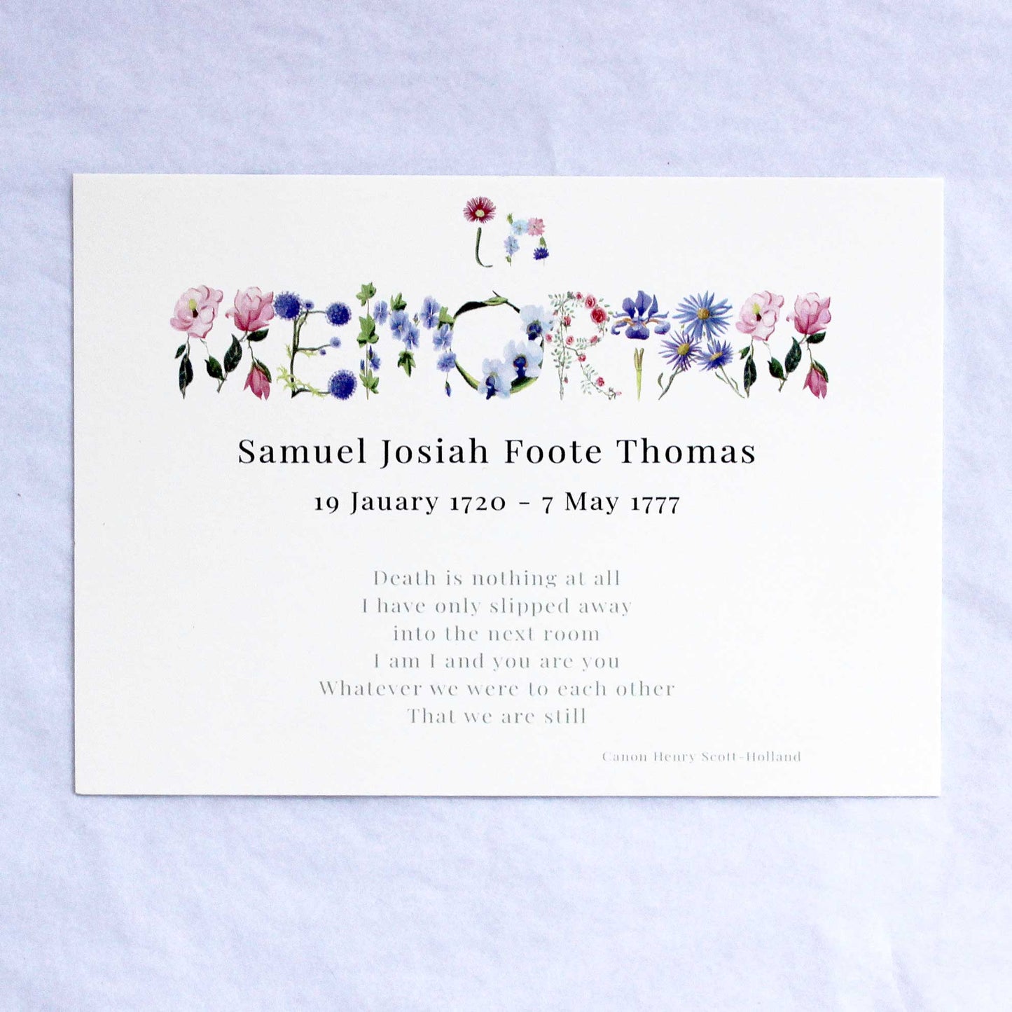 In Memoriam Cards