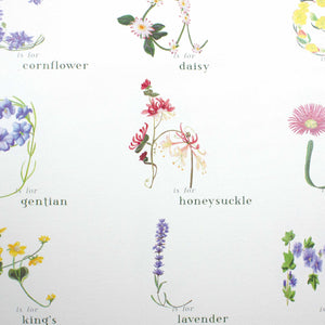 The Botanical ABC Flower Alphabet Print in Lower Case Letters