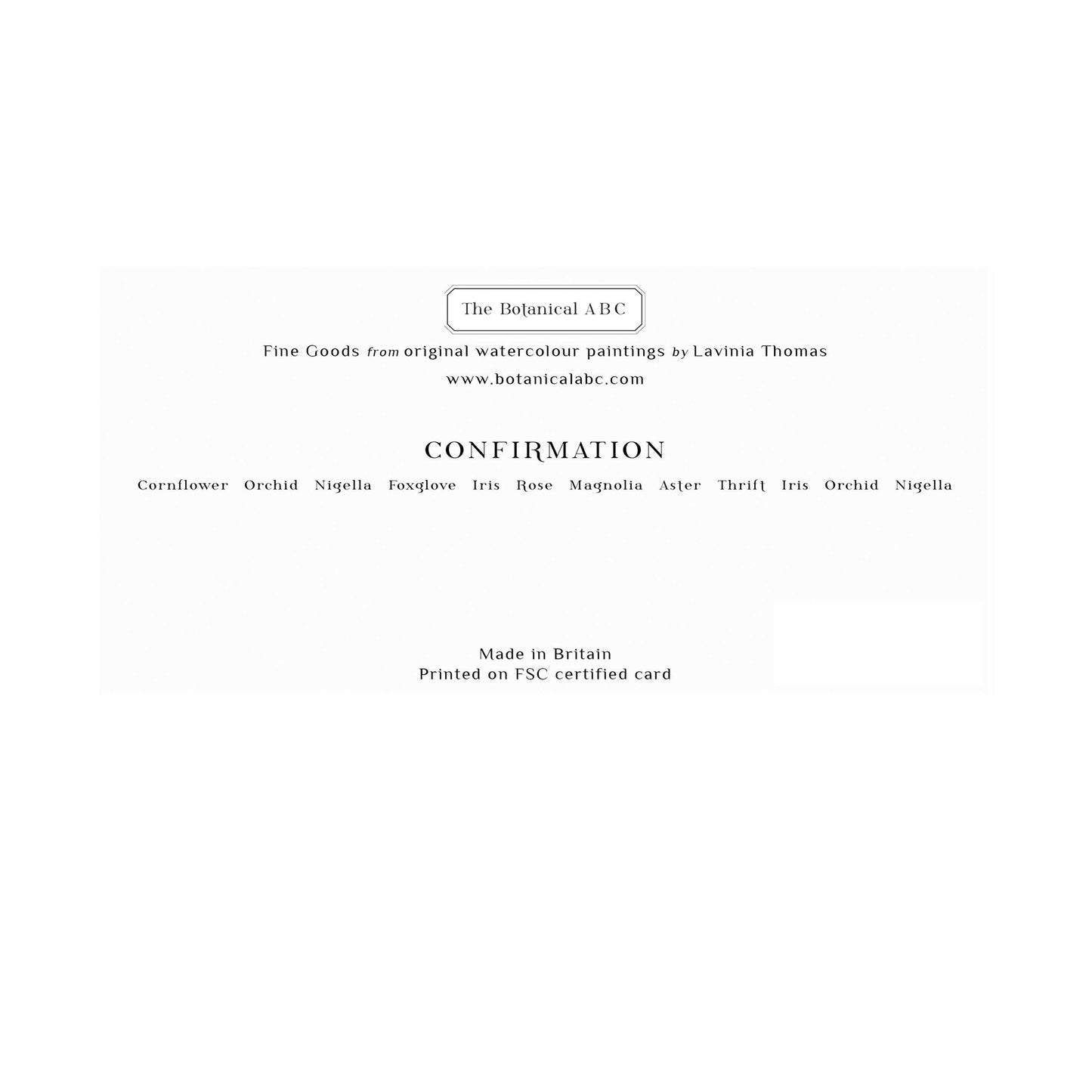 Confirmation Long Card