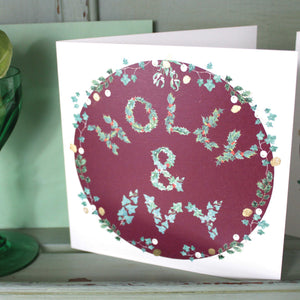 Holly & Ivy Glittery Christmas Card