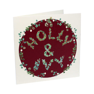 Holly & Ivy Glittery Christmas Card