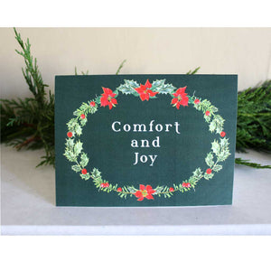 Botanical Wreath "Comfort and Joy" Christmas Card.