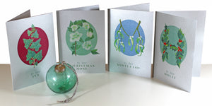 Botanical Letter Silver Christmas Cards