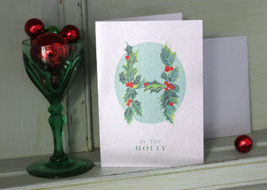 Botanical Letter Silver Christmas Cards