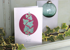 Botanical Letter Silver Christmas Cards