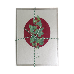 Botanical Letter Silver Christmas Cards